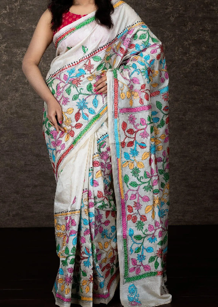 kantha silk saree